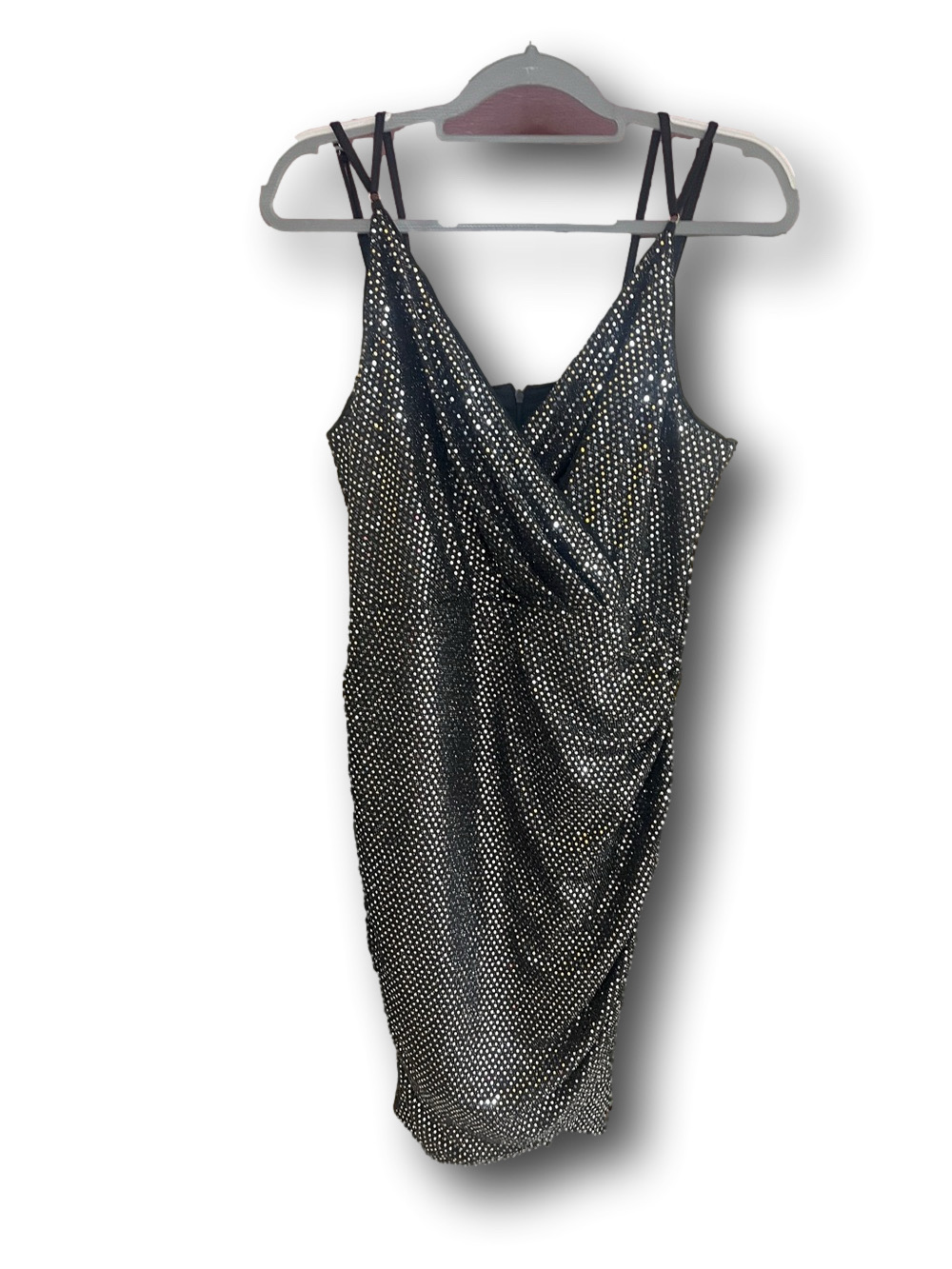 Grace Karin Metallic Sequined Double Strap Surplice Party Dress